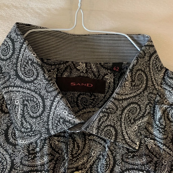 Sand Men's Collared Shirt, Size 42, Black, Grey & White - Picture 4 of 5
